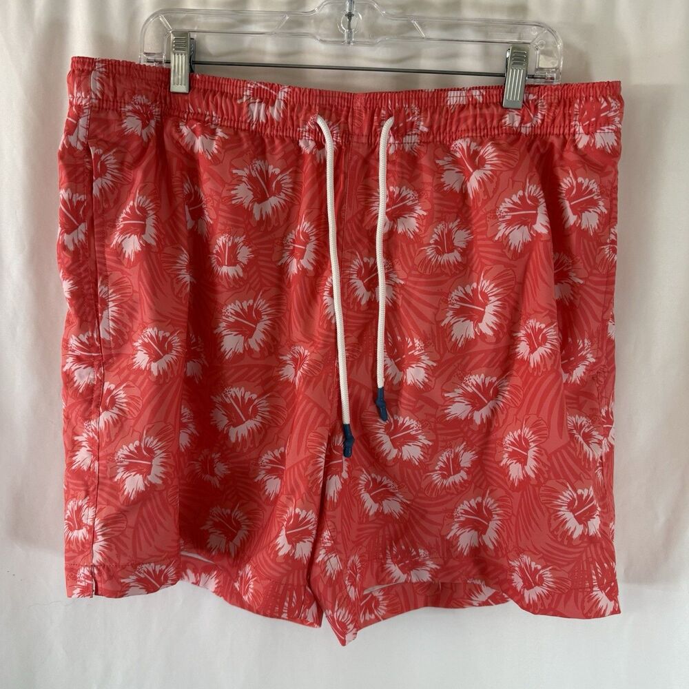 Southern Tides Swim Trunk Men's XL Orange Hawaiian Drawstring Mesh Lined